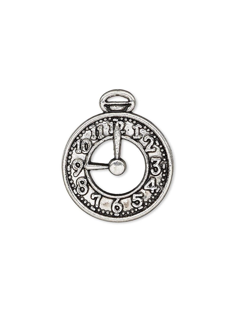 10 Antiqued Silver Pewter 25x21mm Flat Pocket Watch Clock Face Charms Pendants